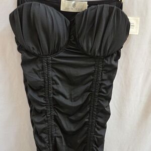 Chic Black Mini Dress with Gold Chain Straps